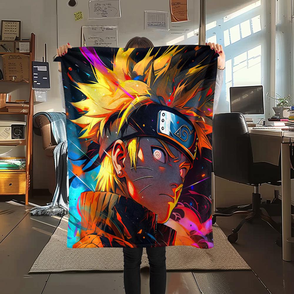 Naruto (Color Background) Print Flannel Blanket, High quality Comfortable for All Seasons, Home Decor, Warmth and Comfort