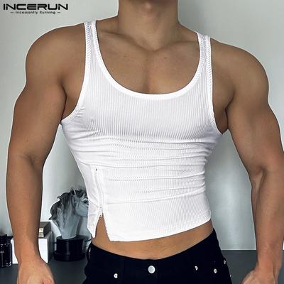 Canottiere casual senza maniche corte con cinturino con cerniera laterale da uomo estivo