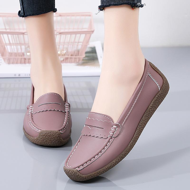 Spring and Summer Plus Size Women's Shoes, Leather Mother Shoes, Lazy Shoes, Low-cut Nurse Shoes, Comfortable Women's Shoes, Peas Shoes