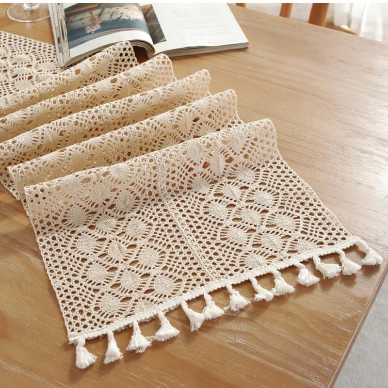 Beige Yarn Faux Hand Crochet Craft, Geometric Small Rhombus Pattern, Exquisite Hollowout Imitation Lace Country Romantic Fresh Leisure Series