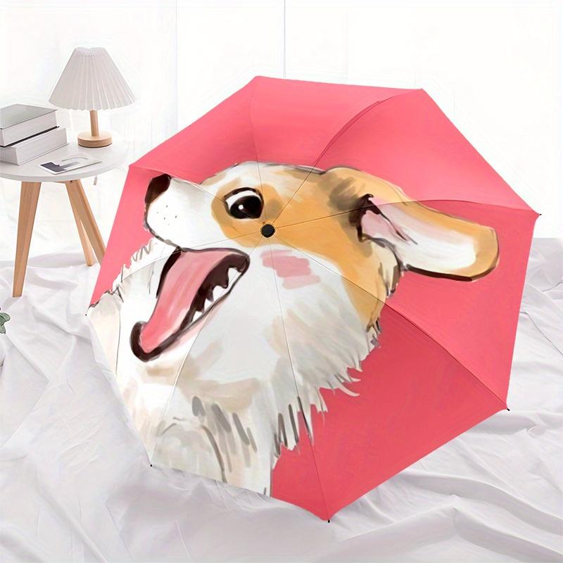 1pc Puppy Pet Automatic Open/Close Umbrella - Compact Travel Umbrella, 8-Rib Heavy-Duty Construction, Ideal Gift, Outdoor Accessory, Stylish