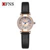 Oufanny Women's Retro Quartz Watch: Waterproof, Small Dial, Diamond Inlaid, Simple Design.