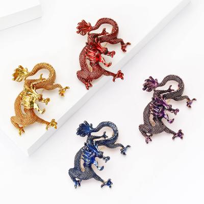 Guofeng Alloy Enamel Chinese Dragon Brož Mighty Domineering Pánské a dámské kabáty Kostým živůtek Špendlík