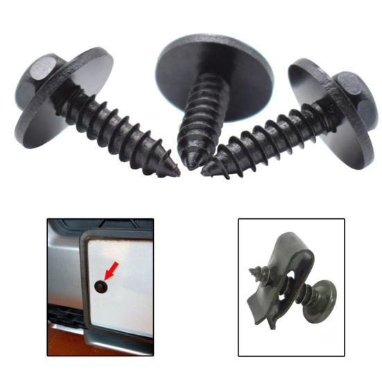 10 Pcs Self Tapping Screws with Integrated Gasket Black Hex Head Self-Tapping Screws with Plastic Retainer Clips Anti-Rust Coating Design for