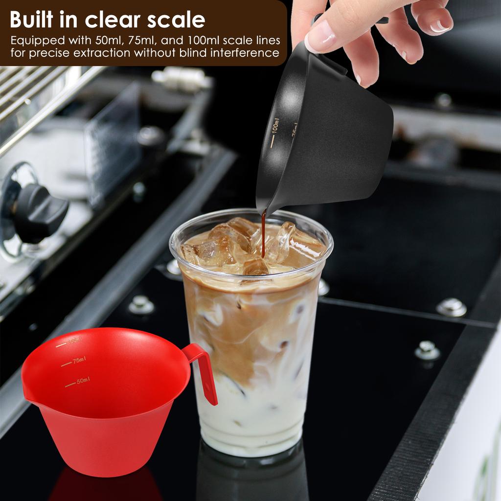 2Pcs Coffee Measuring Cup 304 Stainless Steel Espresso Pouring Cup with 50/ 75/ 100ml Marks Barista Accessories Pouring Cup
