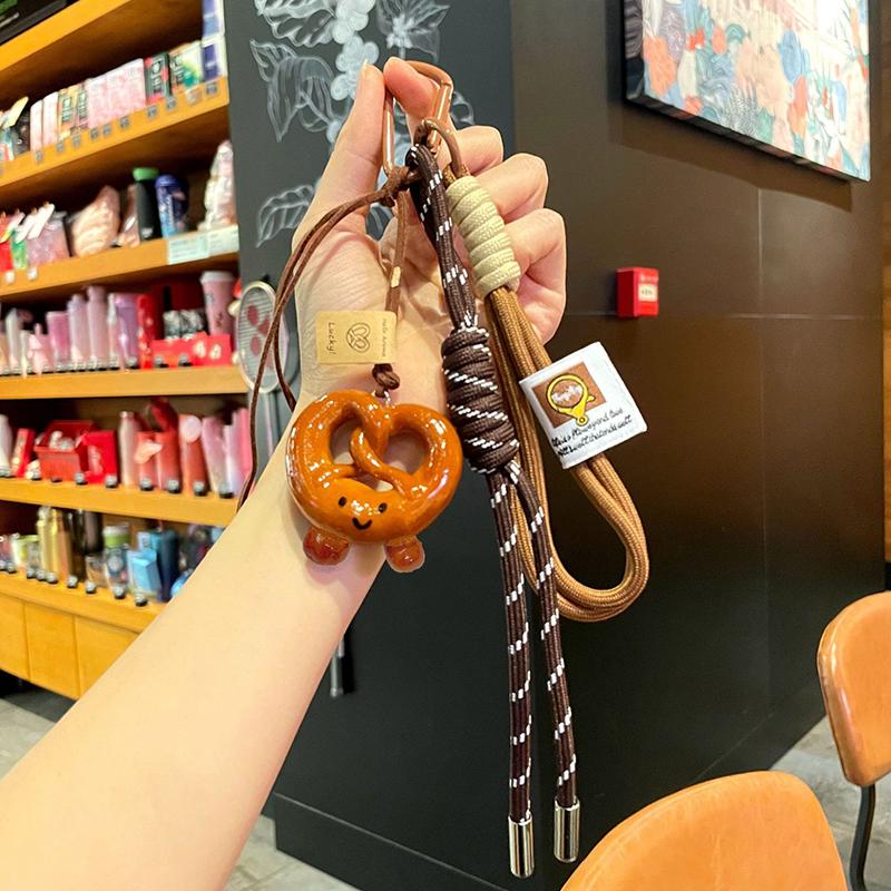 

Fashion Multi Element Love Bag Pendant Nylon Rope Cute Creative Alkali Bread Ornament Key Holder Pendant Keychain Decor Gift