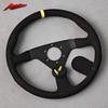 JDM 14inch Montecarlo Suede Steering Wheel Universal Racing Sports Flat Steering Wheel