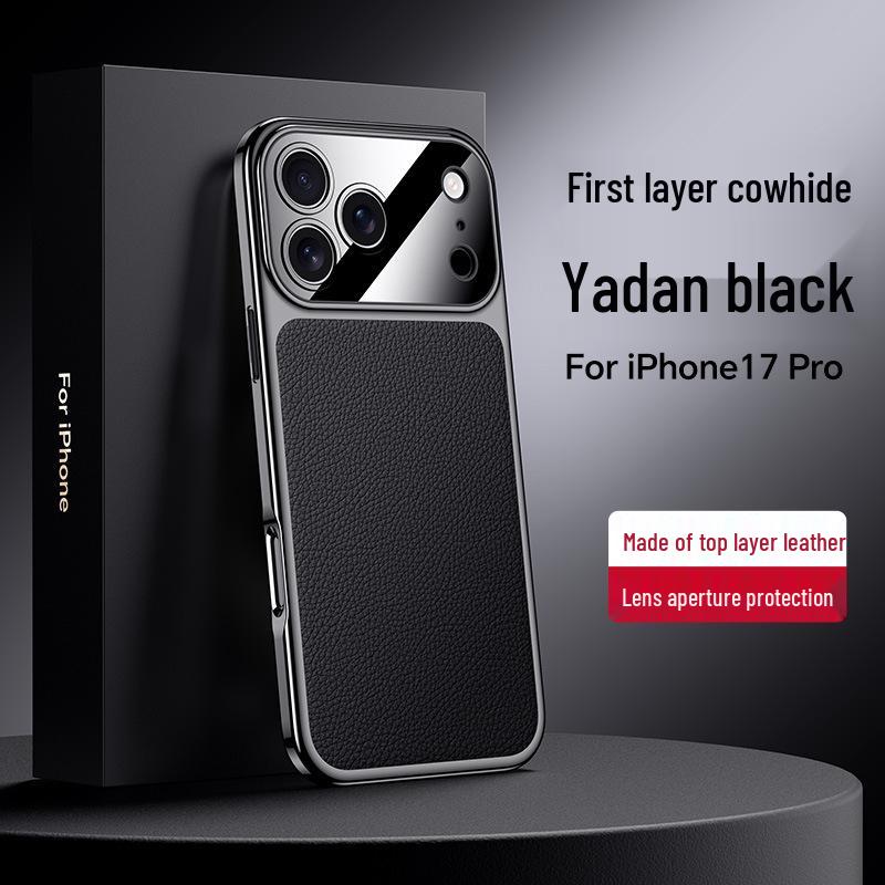 

Роскошный гальванизированный защитный чехол из коровьей кожи для iPhone 17 Pro Max - Унисекс, Мягкий чехол iPhone 17 Pro Max