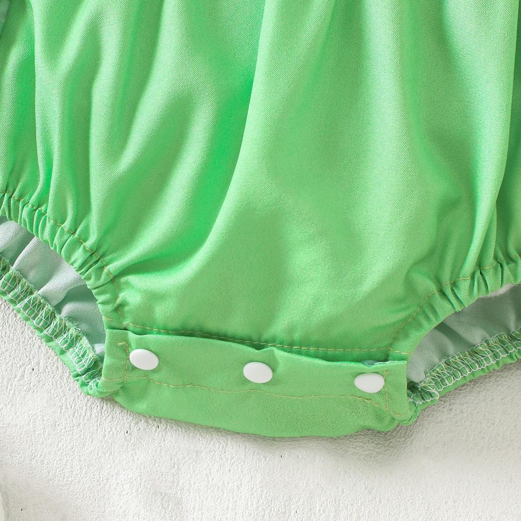 2025 Summer Infant & Toddler Lace Suspender Romper with Clover Embroidery