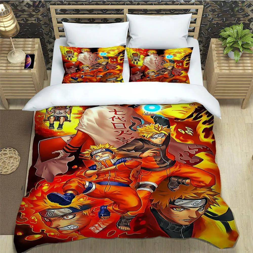Cartoon N-Naruto Bedding Sets Exquisite Bed Supplies Set Duvet Cover Bed Comforter Set Bedding Set Luxury Birthday Gift