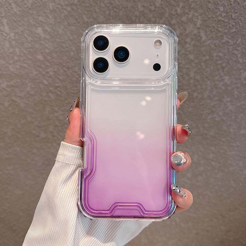 2in1 Gradient Transparent Phone Case For iPhone 17 Air 16 15 14 Plus 13 12 11 Pro Max Shockproof Bumper Hard Back Cover