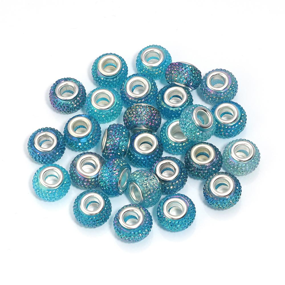 20Pcs 14×9mm Crystal Diamond Resin Beads Plated Colorful Large Hole Beads For Jewelry Making Accessories Diy Bracelet Earrings