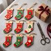 9 pcs 2D Flat Christmas Tree Ornament Sock Shape Hanging Decoration Cartoon Xmas Pendant  Winter