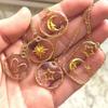 Trendy Glass Printed Transparency Sun Moon Star Love Pendant Adjustable Length Neckchain For Daily And Party Wear