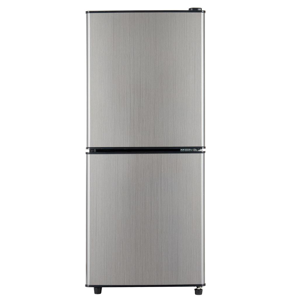 106L Energy-Saving Mini Fridge LED, 60L Refrigerator + 46L Freezer, 7 Temperature Settings, Adjustable Shelves, 166 Kwh/Year, 45db