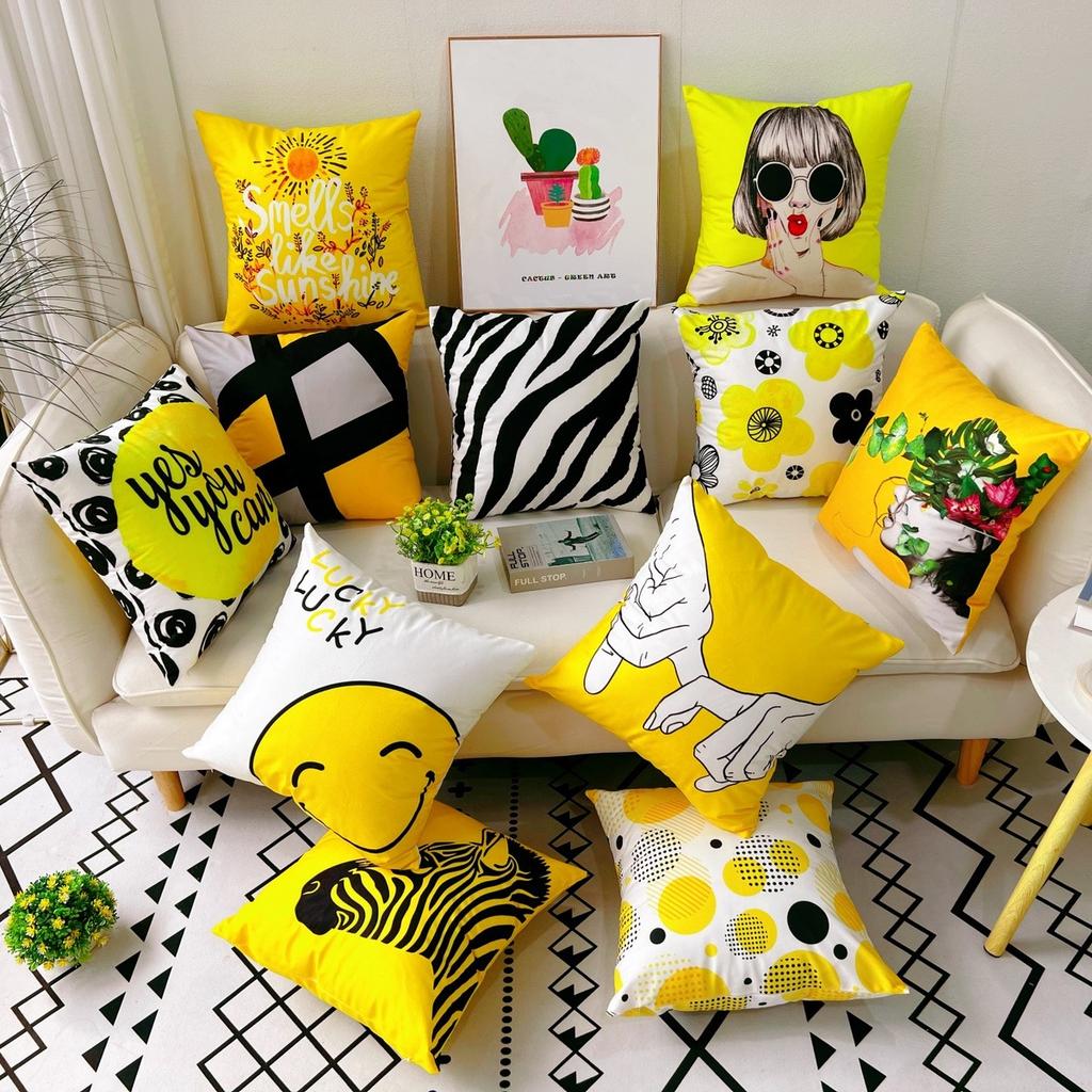 Nordic Yellow Small Fresh Bay Window Pillowcase Fashionable and Versatile Home Living Room Bedroom Sofa Backrest