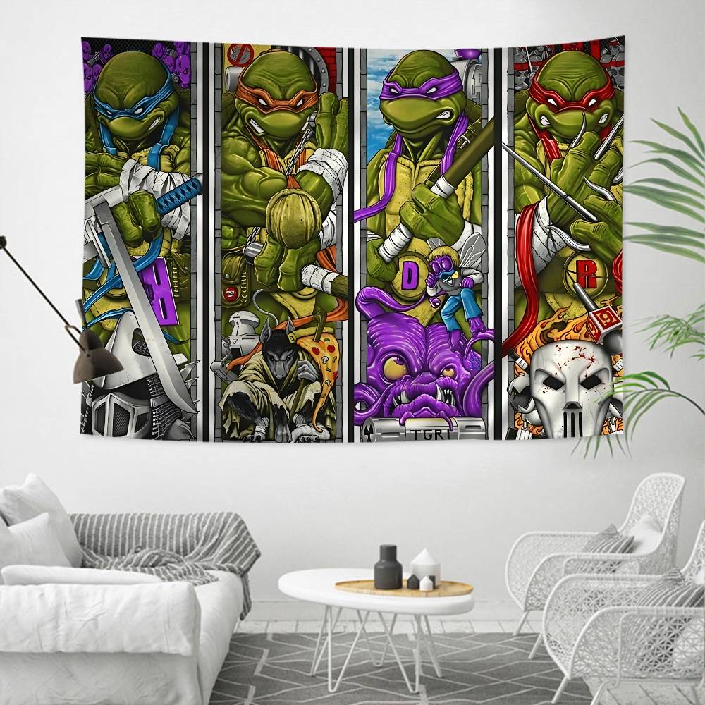 NNinja Turtles Printed Large Wall Tapestry Indian Buddha Wall Decoration Witchcraft Bohemian Hippie Decor Blanket