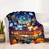 Halloween Night Adventure Personalized Name Blanket Lightweight Personalized Blanket Comfortable Throw For Sofa Bed Bedding Living Room All-Season Use