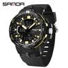 SANDA Men Watch Military Sport Quartz Digital LED Wristwatch Top Brand Luxury Stopwatch Waterproof Male Electronic Clock 3333