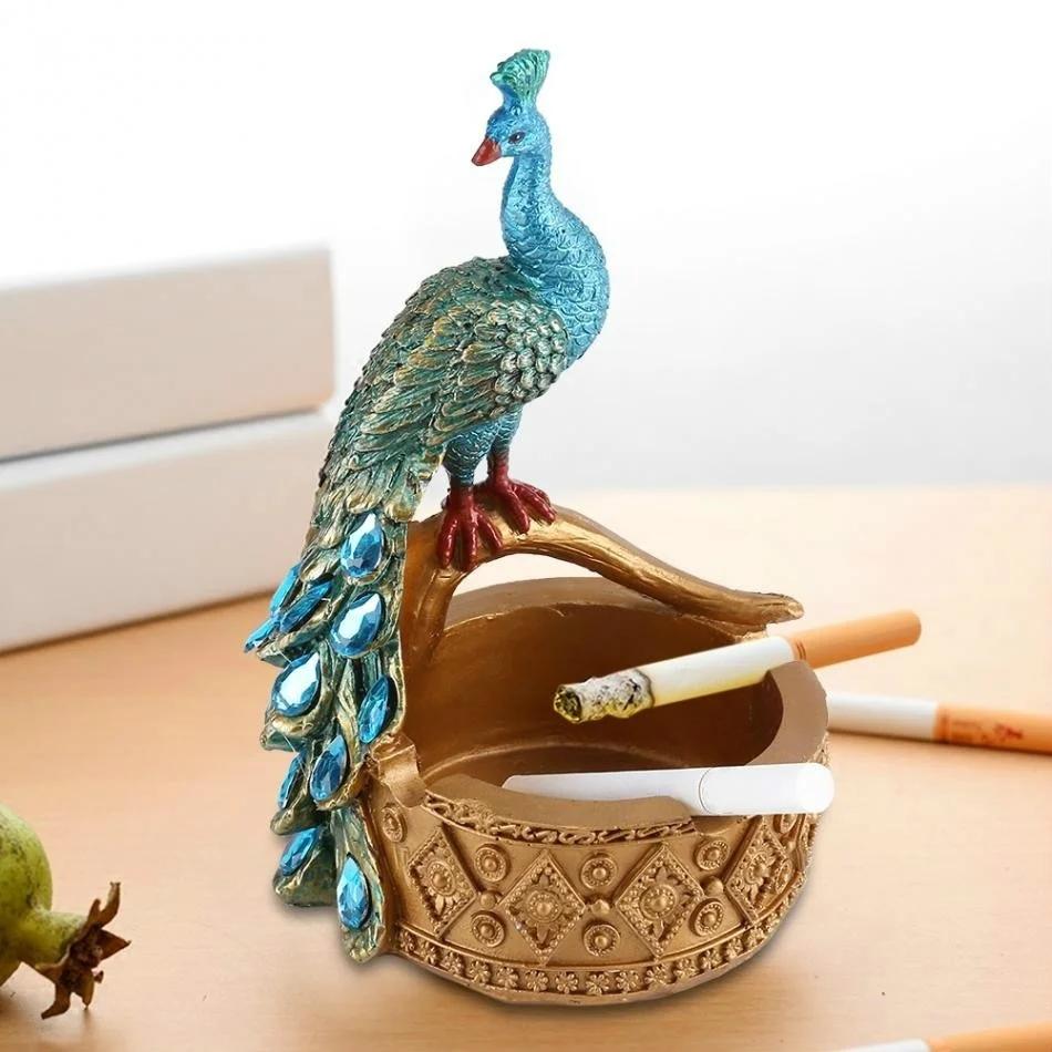 1 Pz Creativo Artigianale Design Modellazione Pavone Resina Posacenere Accessori Vaso per Piante Grasse Decorazione Casa Ufficio Artigianato