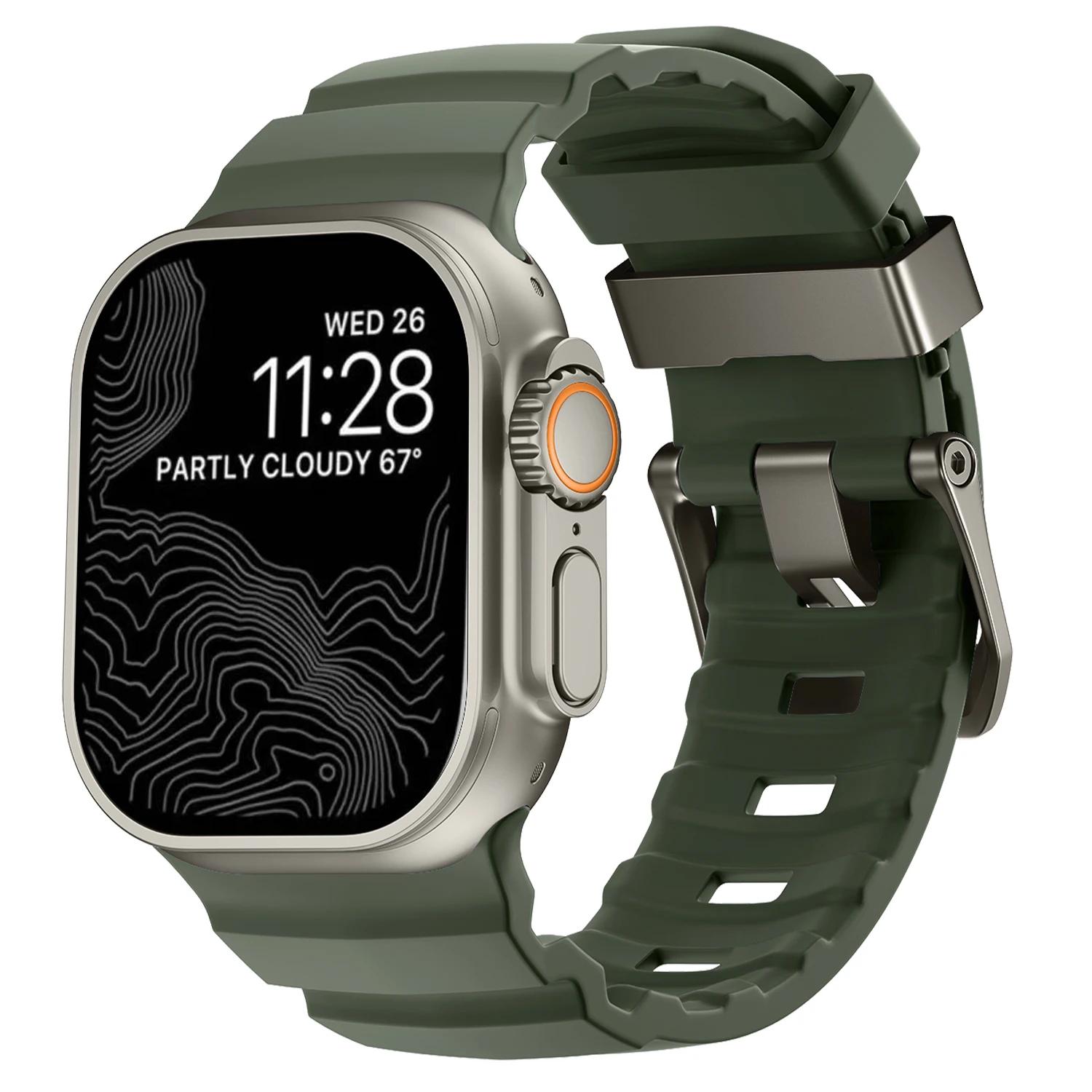 

Trail Silicone Band for Apple Watch Ultra 3 2 49mm Strap 46mm 45mm 44mm 41 42mm Sport Bracelet for Series 11 10 Ultra 9 8 7 6 SE S10 11 42-38 40 41mm