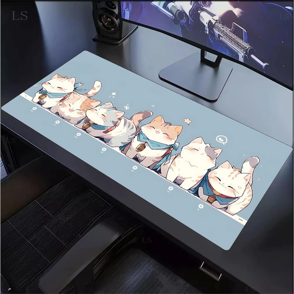 Cute Cartoon Cat Mouse Pad Large Computer Keyboard Mouse Pad Kawaii Natural Rubber AntiSlip Mat Perfect Gift Girlfriend Women
