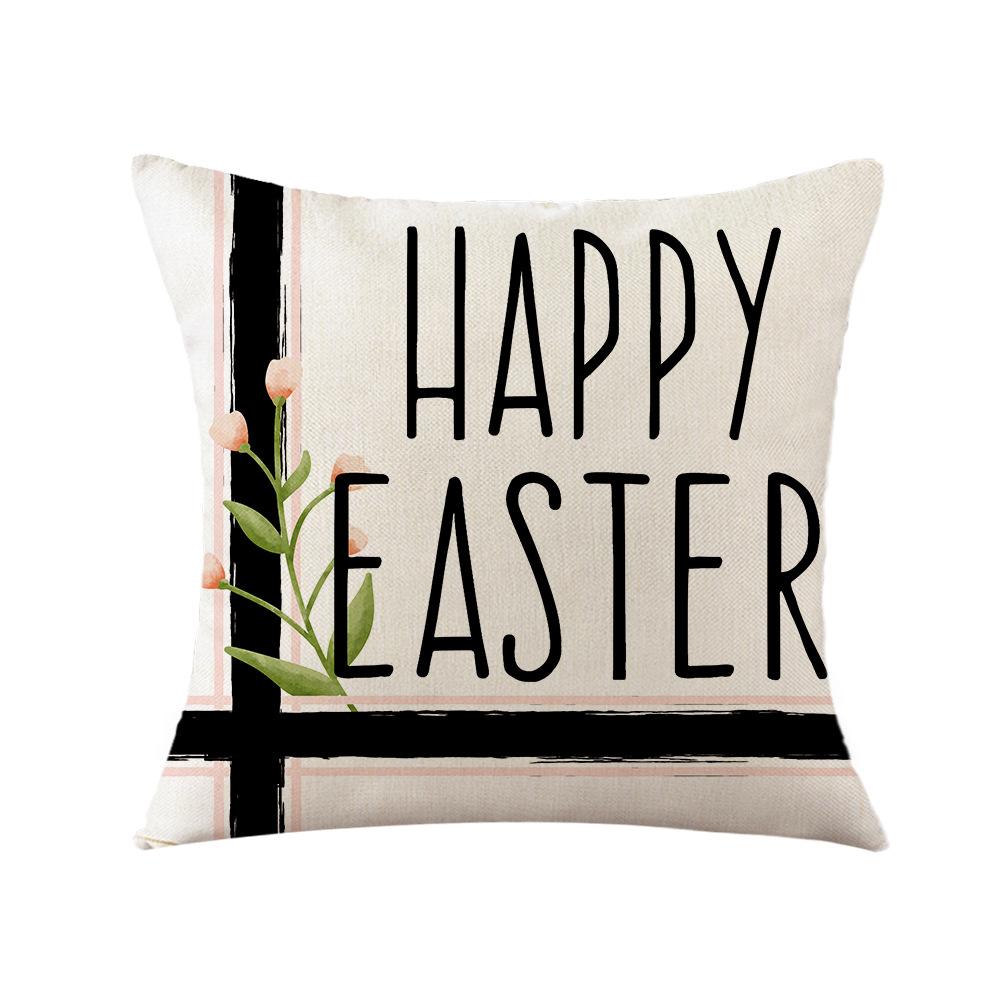 New Easter Pillowcase Printed Linen Pillowcase Sofa Pillow Home Decoration Pillowcase