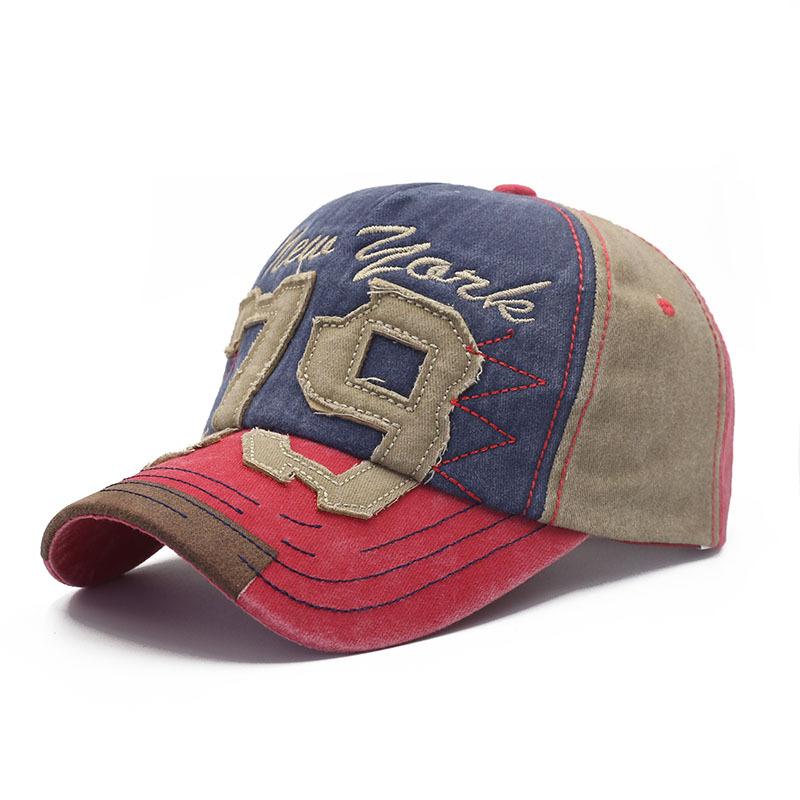 Retro old color matching baseball cap men's washed three-dimensional sticker embroidery cap sun hat women