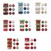 Glitter Plastic Christmas Tree Ball Ornament Set Mixed Glossy Decorative Baubles with Hanging String for Festival Tree Mantel Window Display