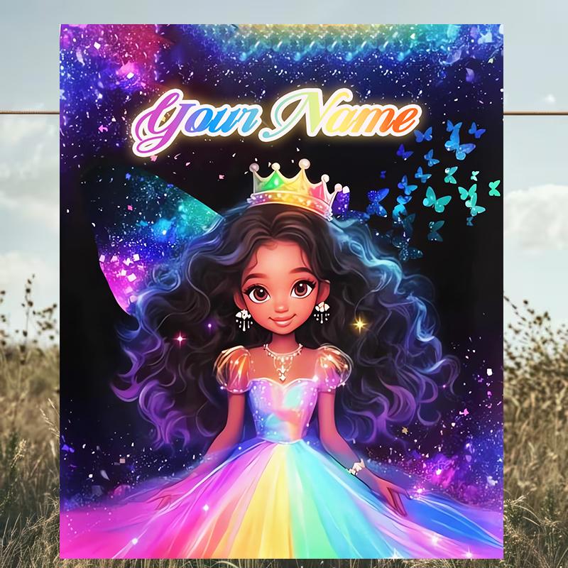 1PC Custom Name "Magical Princess Galaxy" outdooor Flannel blankets Patterns Throw Blanket All-Season Soft Gift for Couch, Bed, Camping gifts