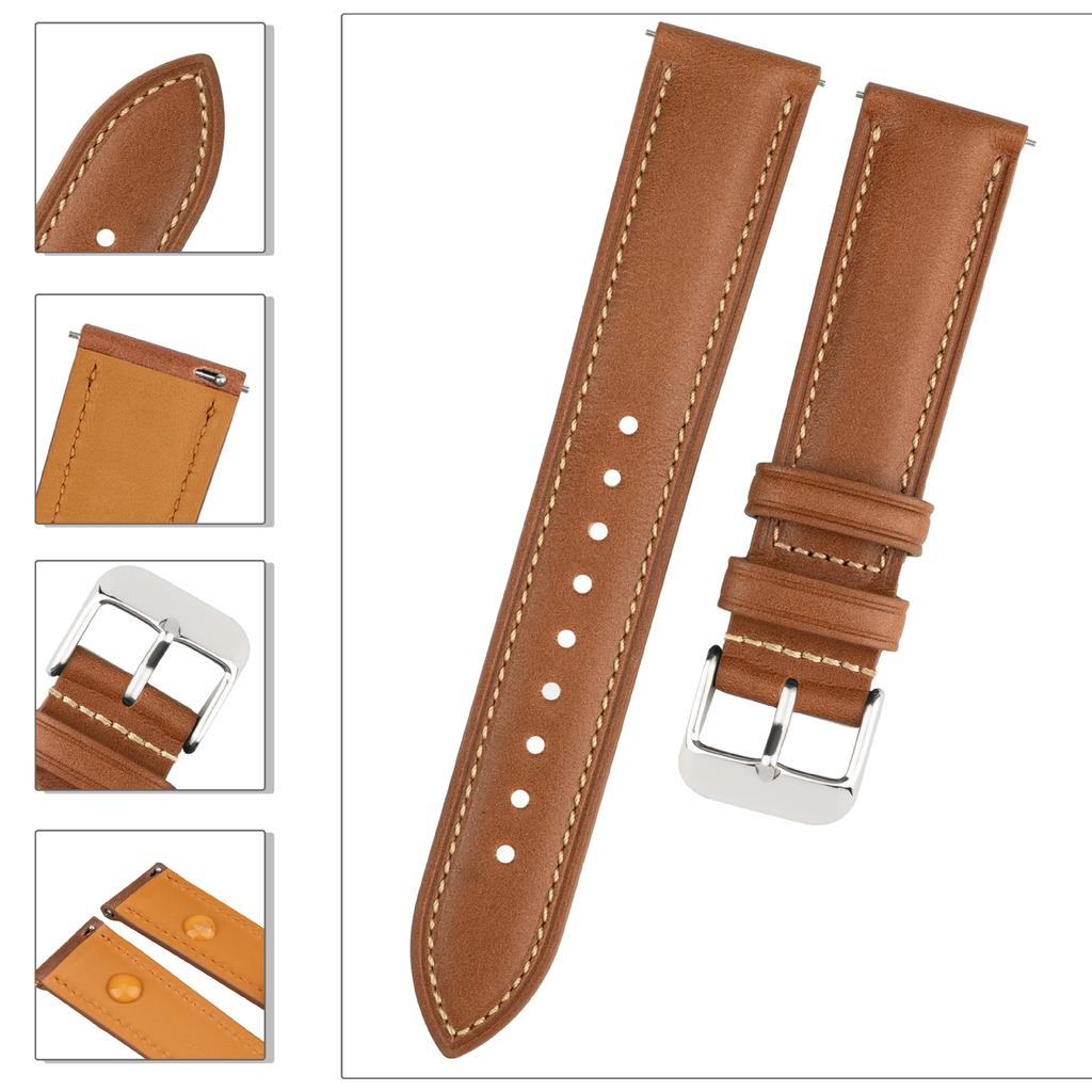 Quick Release Oil Wax Genuine Leather Watch Strap Replacement for Huawei Watch GT 2 GT 3 GT 4 GT 5 Watch 3 Pro Smart Watch