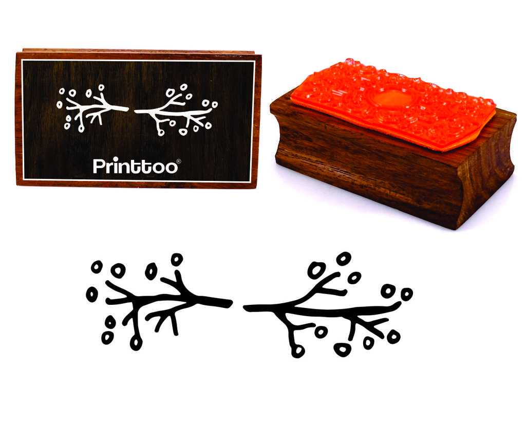 Printtoo Branches Border Design Rectangular Wooden Rubber Stamp Block