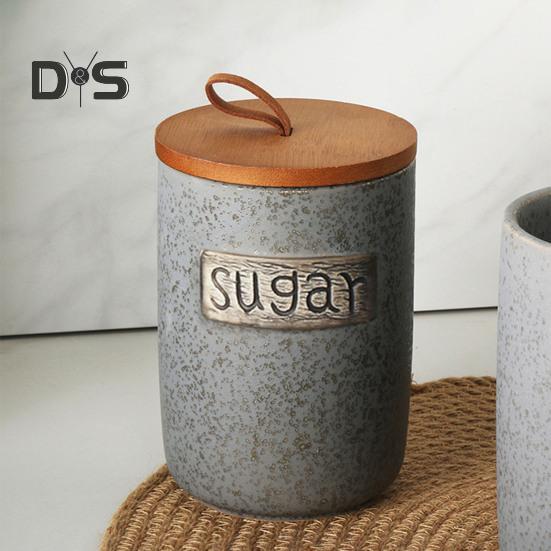 Ceramic Sugar Bowl Sealed Storage Tank with Lid Food Grade BPA Free Large Capacity Coffee Bean Sugar Container Holder