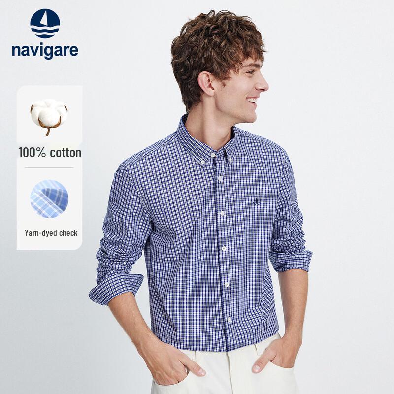 Navigare Men s Plaid Long-Sleeve Cotton Shirt L/40
