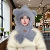 Bear Hat Scarf Set For Winter Adults Warm Knit Windproof Earmuff Gloves Gift Idea