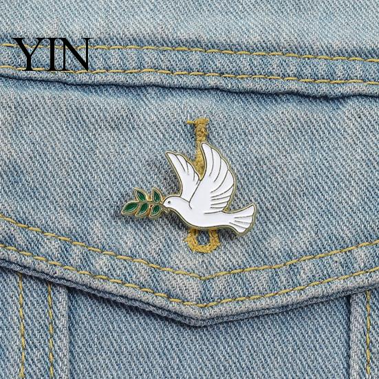 Olive Branch Pin Brooch Pin, Pigeon Design Lapel Metal Bird Backpack Decorative Badge for School Bag Clothes Accessories Accessory