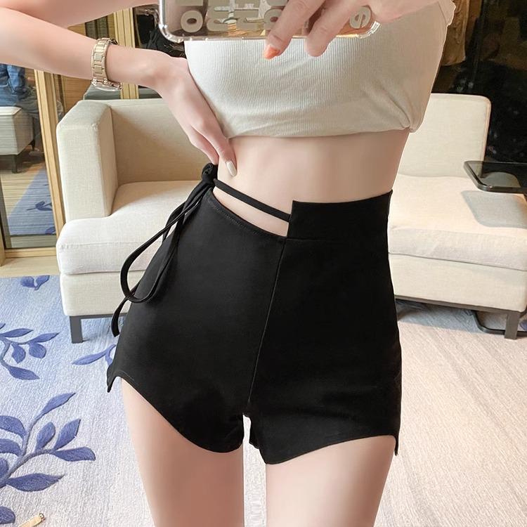 

Women s High Waist Black Irregular Dance Shorts - Sexy Jazz Bandage Style XS