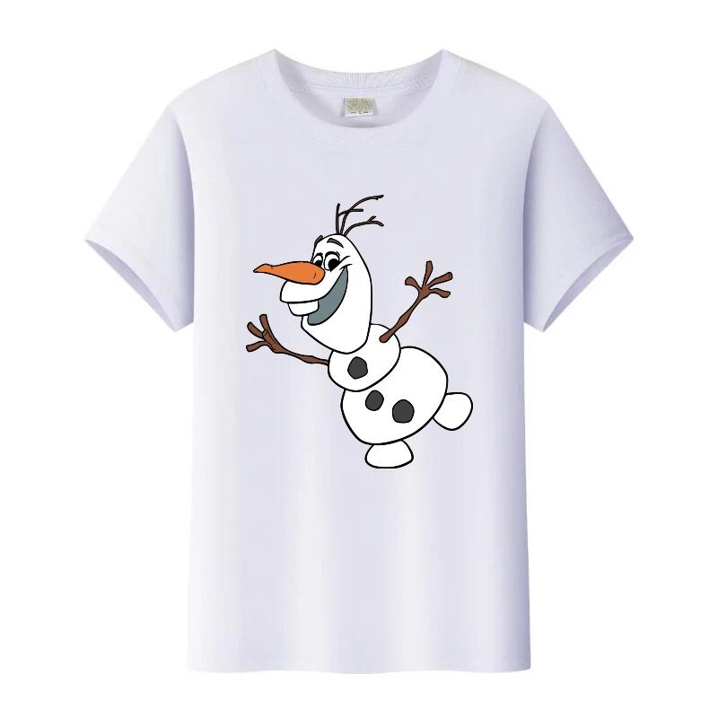 Kawaii Disney Frozen Olaf Cartoon Boy Tees Girls Loose T-shirt Harajuku Y2k Blouses Kids Tops O-Neck Tshirt Gothic Clothes
