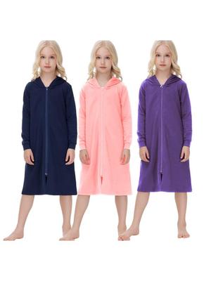 Cozy Cotton Zipper Sleep Robe for Kids - Autumn/Winter Homewear