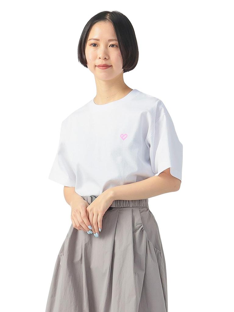 BEAMS HEART Printed with Logo Back Print x Size M T-Shirt B-HEART (S-L), Women's, Off-White Pink, (43080050213)