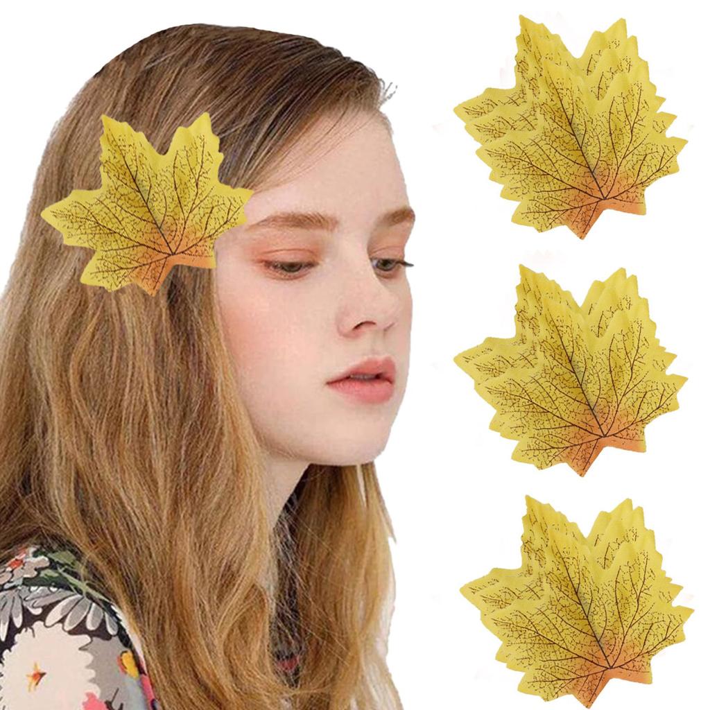 Thanksgiving Festival Theme Hair Clip Set of 10 for Women Girl Nonslip Leaf Barrettes All Age Party Props Hair Ornament