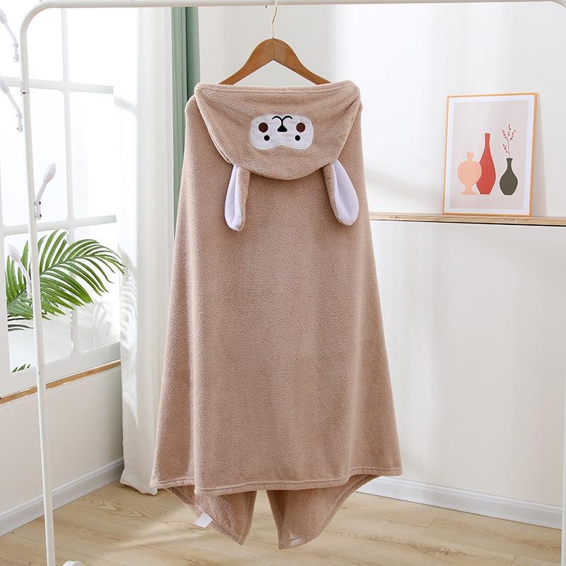 

New 2026 Kids Hooded Bath Towel Coral FleeceThick Absorbent Lint FreeCute Cartoon Cloak Bathrobe Beach Swimming Bath Accessories