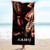 1PC Custom Name Leopard Print Footballs Beach Towel Highly Absorbent And Sand-Resistant Towel for Swimming, Pool, Yoga, And Travel Lightweight