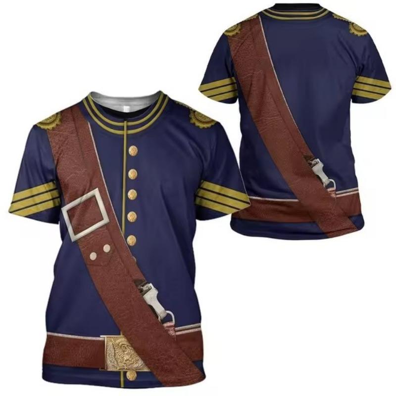 Cosplay Uniform 3D-Druck T-Shirt Mann Sommer O-Ausschnitt Kurzarm Übergroßes Top Casual Tee Lose Streetwear Harajaku