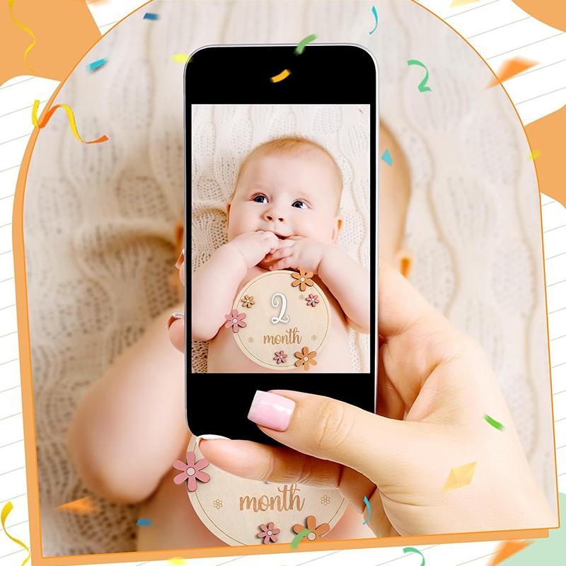 

Карточки с ежемесячными вехами для малыша с набором из 11 взаимозаменяемых цифр из 12 для записи роста ребенка