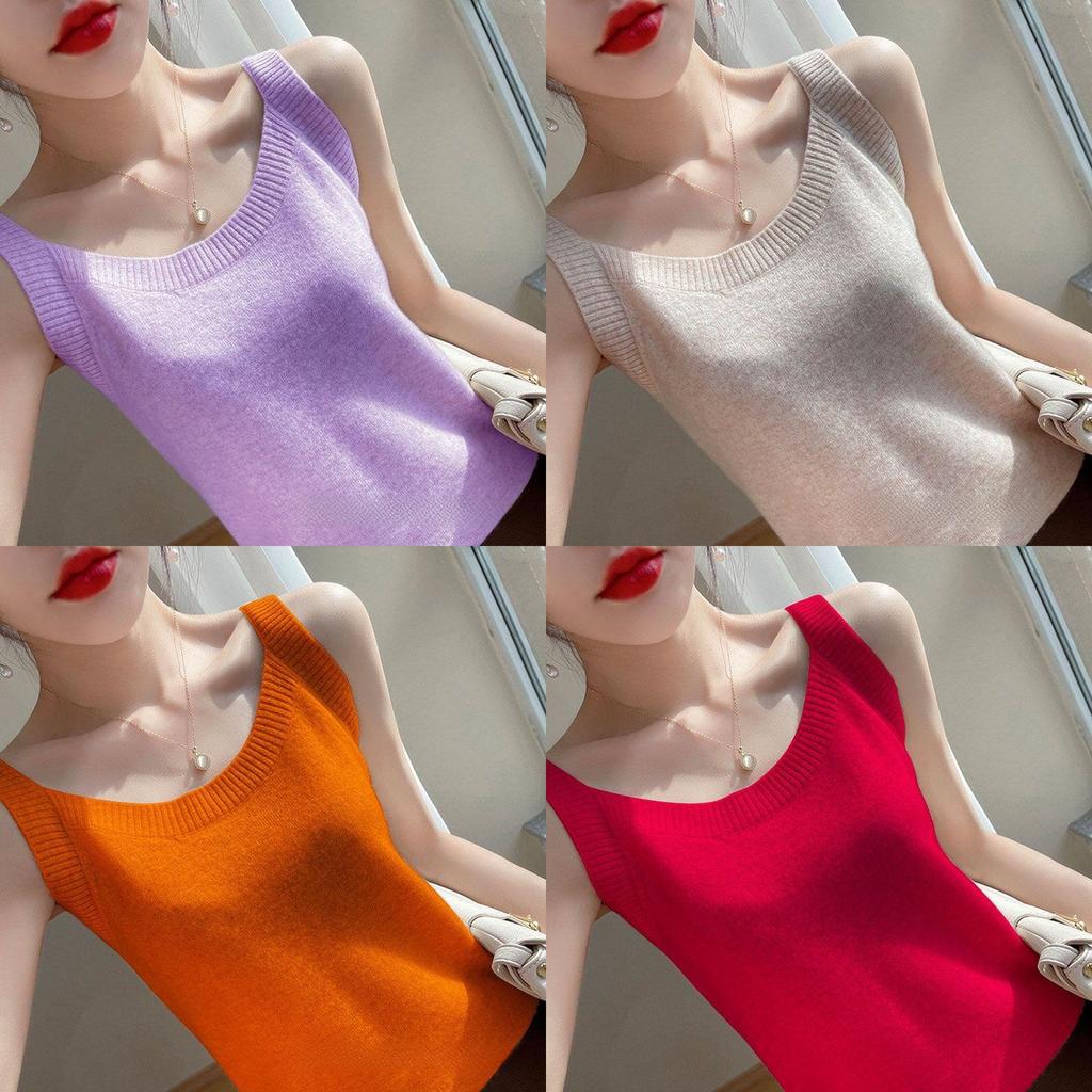 Womens Spring Summer Sleeveless Knitted Tank Top With Embroidery And 3d Effect For Casual Wear