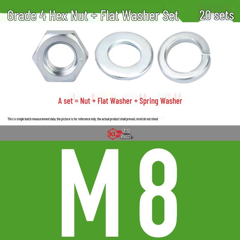 Galvanized Hex Nuts, Flat Washers, Spring Washers in M2-M48, Blue and White Zinc Coated