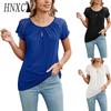 Women's Fashion Casual Solid Color Print Short Sleeve O Neck Blouses & Shirts