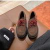 Cowhide Version~ Genuine Leather Matte Brown Loafers Women's Platform JK Small Leather Shoes Socks with Single Shoes Retro Trend