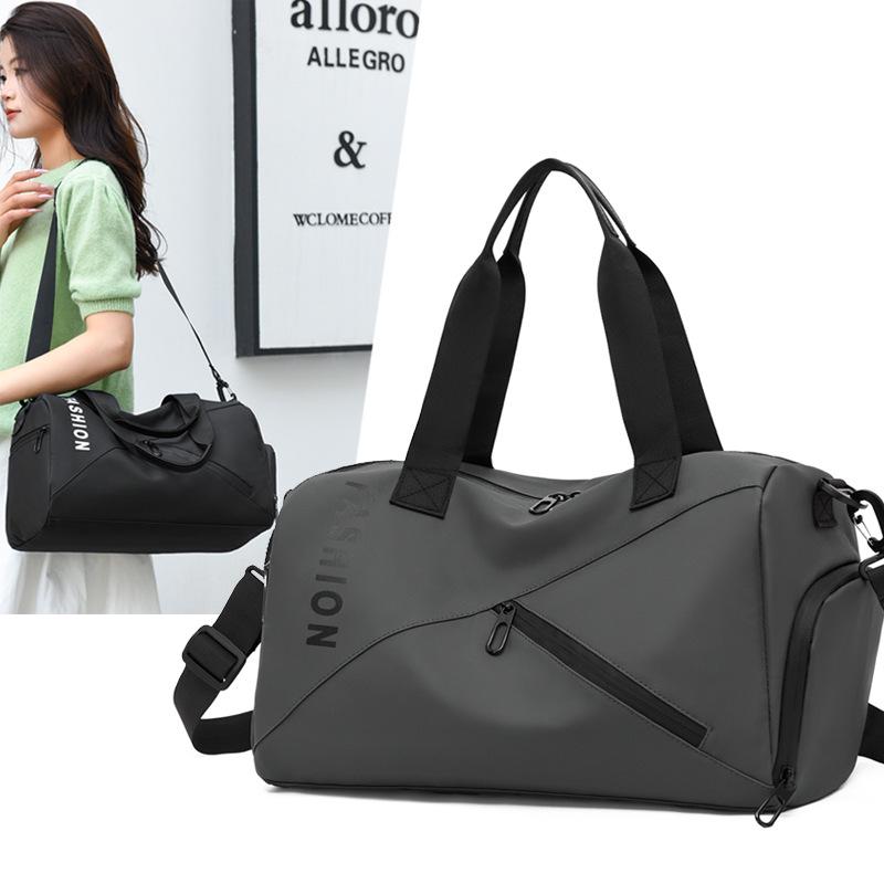 Women's Water-Resistant Oxford Travel Bag with Wet/Dry Compartments and Handheld Fitness Storage